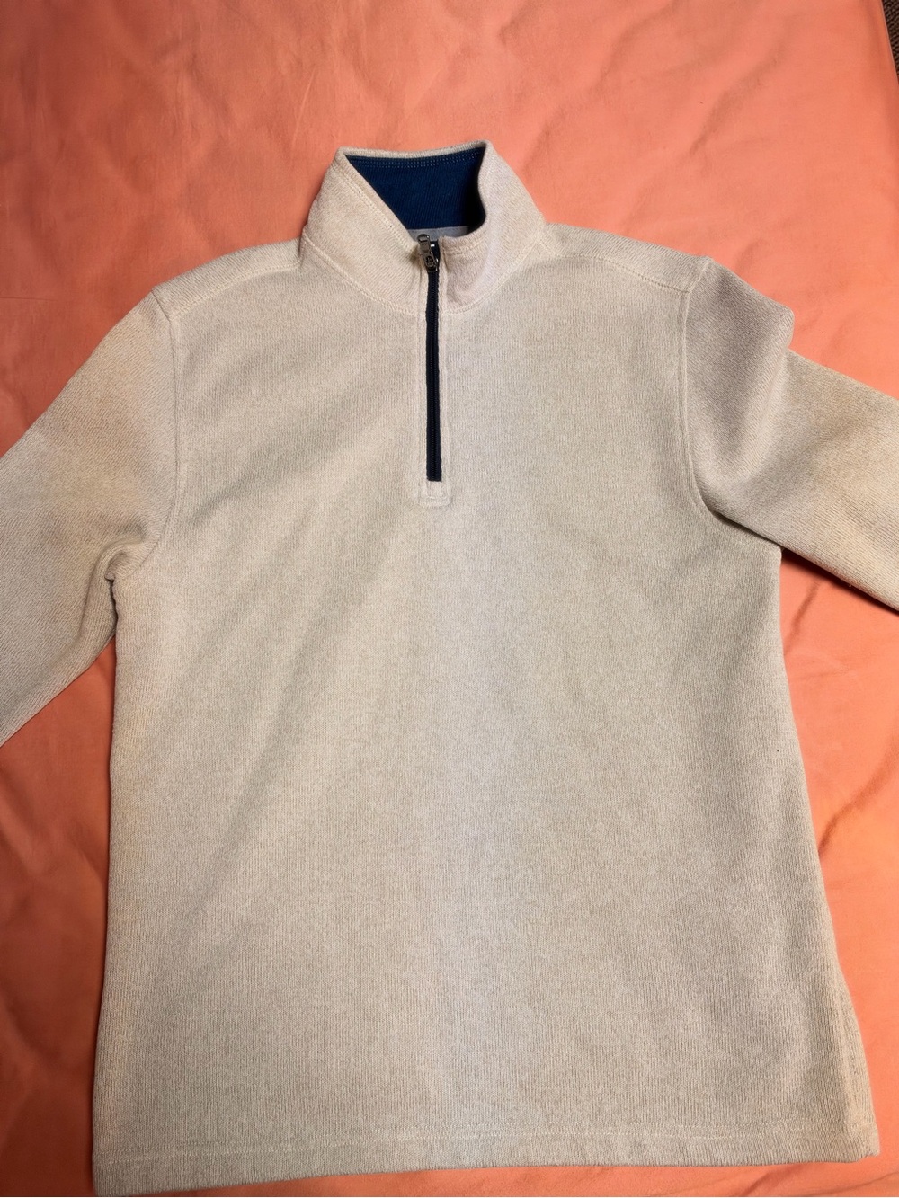 Izod Men's Cream Quarter-Zip Fleece Sweater - Small